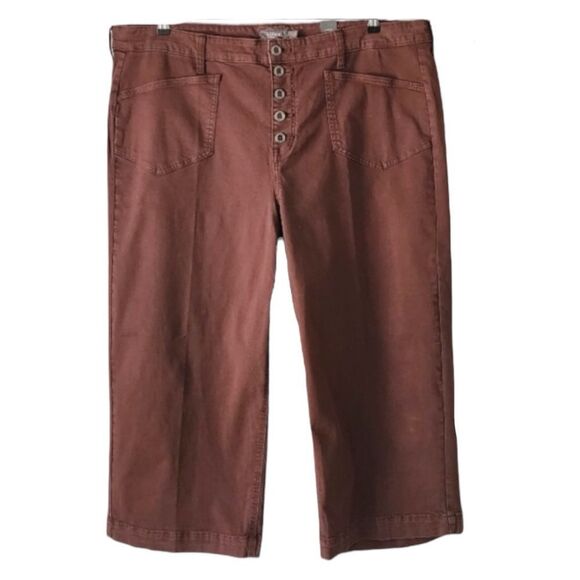 Torrid Brown Puce Crop Wide Leg Stretch Twill High Rise Patch Pocket Pant NWT - Picture 3 of 10